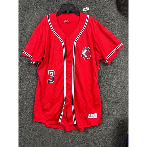 VTG Russell Athletic Baseball Jersey Mens Large Indians Mesh 3 Button 90s *READ - Picture 1 of 7